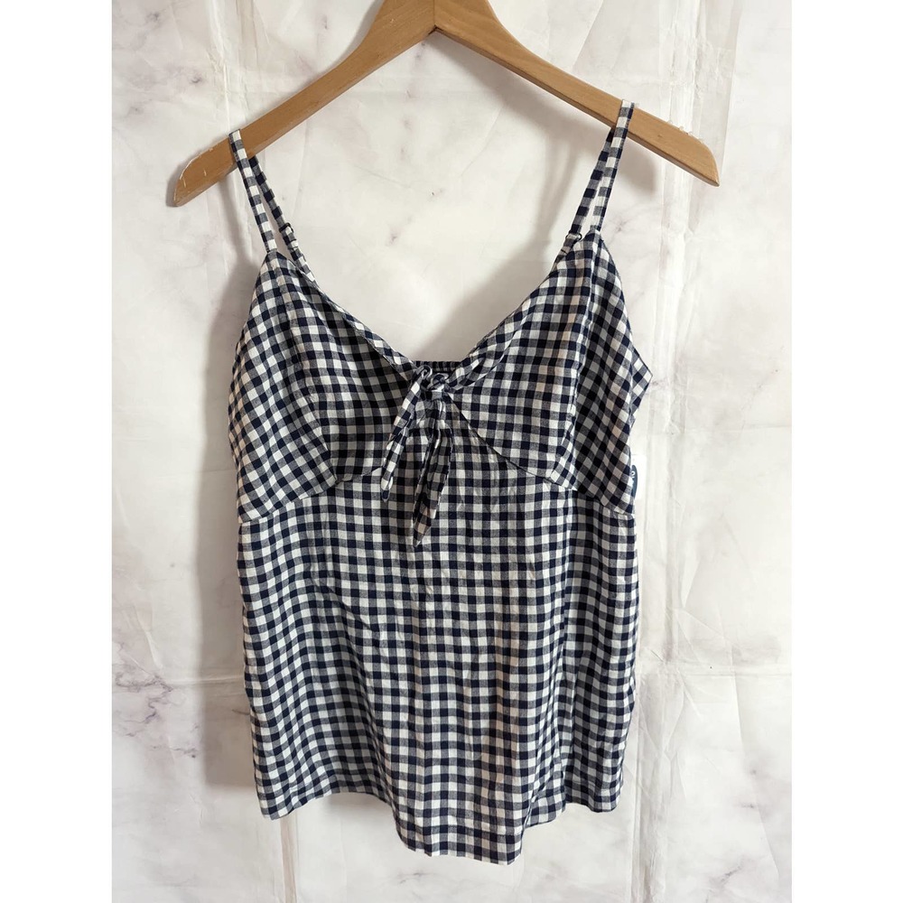 OLD NAVY Navy Blue Buffalo Plaid Twist Front Cami Tank Top M